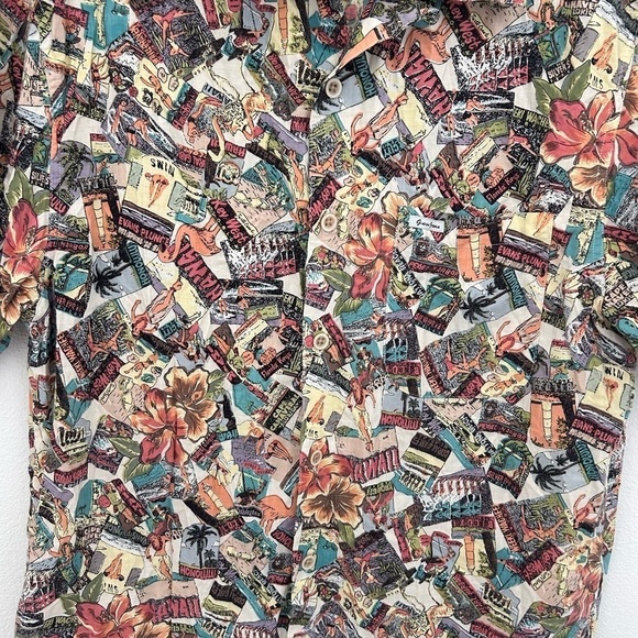 Vintage Guess Shirt Mens Large Hawaiian Camp Beach Surfer Ocean Cotton Casual - Picture 3 of 6